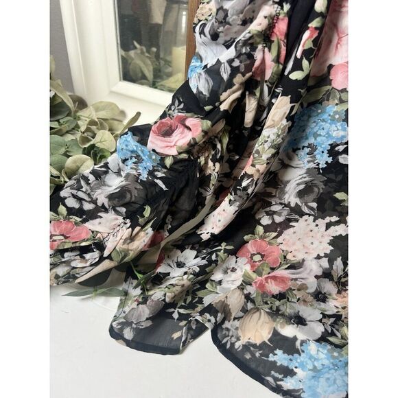 New 3XL Y2K Sheer Top Whimsy Goth Fairy Grunge Dark Floral Long Sleeve 90s. X - Picture 2 of 9